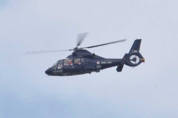 13 March 2020 - 09-56-57 
Look who's back - but flying in the same direction. ie, it's been back to pick up more passengers maybe ? It's a Royal Navy Aerospatiale Dauphin 2 helicopter number  ZJ164
--------------
Royal Navy executive Dauphin 2 helicopter